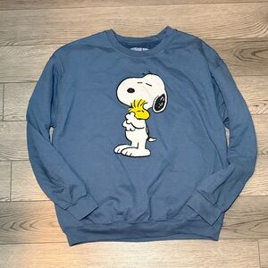 Peanuts Snoopy Men's Pullover Sweatshirt Blue Large